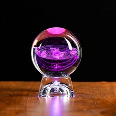 크리스탈볼 수정구 유리 수정구슬 조명 무드등, 별빛 태양계 8cm + 수정등
