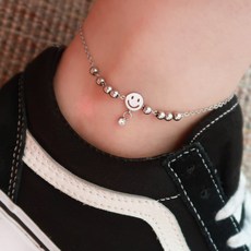MOOLDN 18k 스마일 볼 써지컬스틸 발찌 무변색