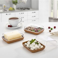 NA_ST + D B9 에블린 아카시아 우드 다용도 치즈 버터 돔 105x140mm 나무무늬 H