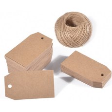G2PLUS Kraft Gift Tag 100 PCS 종이 라벨 30미터 주트 트윈의 검은색 웨딩 라벨 태그, 단일상품