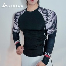 주짓수 전용 기능성 훈련용 긴팔 언더레이어 컴프레션 MMA 레쉬가드 긴팔, 1, M