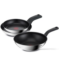 테팔 인덕션 티타늄 1X 스테인리스 스틸 트렌디쿡 프라이팬 세트 3개, 프라이팬 24cm + 28cm + 볶음팬 28cm, 1세트