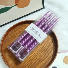 유럽 스타일 롱 스틱 양초 무연 나선형 크리스마스 홈 다이닝 장식 멀티 컬러 웨딩 4개, purple