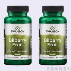 Swanson 스완슨 빌베리 플루트 470mg 100캡슐 2팩, 1개, 기본, 100정