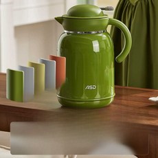 대용량보온병 레드 라이너 유리 대용량 스테인 보온, (빨간색)1.5L