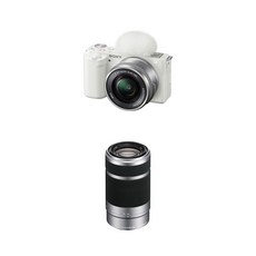 16-50mm 및 55-210mm 렌즈 키트가 포함된 소니 ZV-E10 미러리스 카메라 화이트