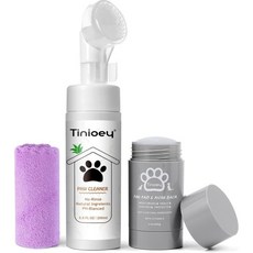 Tinioey 고양이 발바닥 보호제 반려견 발 관리 키트 반려묘용 클리너6.8온스 민들레 노 린스 클린 포밍 클렌저 반려동물 클리너 세탁기내추럴 핥기 안전한 패드 블램 스틱 포, 200ml-Nonscent & 2.4oz Balm, 1개