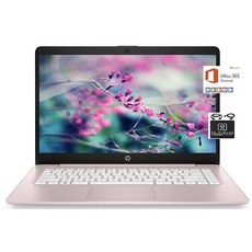 HP 최신 14인치 HD 초경량 얇은 노트북 쿼드 코어 인텔 셀러론 프로세서 4GB RAM 128GB 64GB eMMC SD WiFi 최대 11시간 윈도우 11 S 오피스 365, 1) 4GB RAM  64GB Storage  로즈 핑