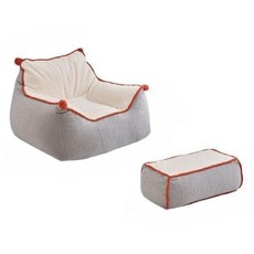 빈백쇼파 빈백 의자 가정용 카페 베란다 원룸 1인용 쇼파 발받침 세트, 블루 (쇼파+발받침)