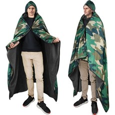 카탈루냐 야외용 방수 담요 후드 판초 방풍 경기장용 보온 스포츠 캠핑, Camo / Black