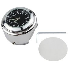 22mm 25mm 오토바이 핸들 바 다이얼 시계 온도 온도계 핸들 바 클럭 시계, BK, 1개