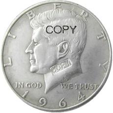 1964 케네디 하프 달러 실버 도금 복사 동전, 단일