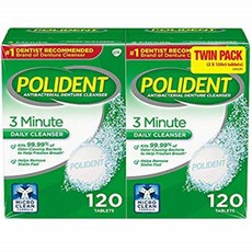 Polident 3 Minute Antibacterial Denture Cleanser 120 ea (Pack of 2), 1