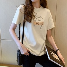 비긴 여자 반팔 티셔츠 라운드넥 여성 여름 반팔티