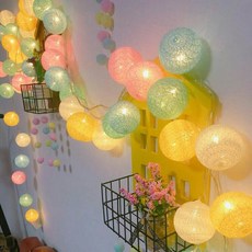 크리스마스 파티를 위한 Cotton Ball LED Garland Lights String 트리트먼트 조명 파티 아기 침대 장식LED 문자열, 02 Style 2, 02 USB