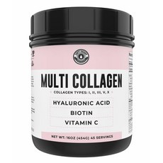 Left Coast Performance Biotin Hyaluronic Acid Vitamin C 코스트코콜라겐 파우더 1lb(453g), 1세트, .