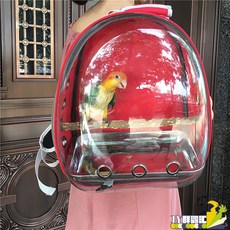 앵무새 이동 가방 3종 외출 휴대용 백팩 모란앵무 코뉴어 이동장 새장 조류 용품, 레드 백팩+나무막대