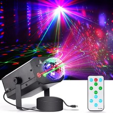 마니엘이디 미러볼 노래방 클럽 파티 싸이키 레이저 조명 LED, 블랙