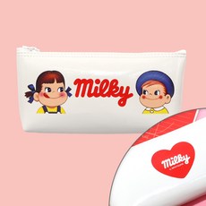 페코 에나멜 삼각 필통 화장품 파우치, 화이트