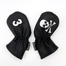 써클디자인 스타 스컬 골프 채 아이언 웨지 헤드 양말 1P 낱개 커버, 블랙