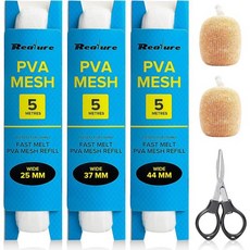 3Pcs 5M 낚시 PVA 메쉬 리필 25/37/44mm 와이드 잉어 가위 액세서리 빠른 용융 수용성 봉지 낚시 보비 미끼 정밀한 먹이 제공, 1개