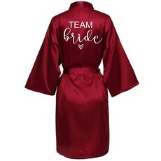로브가운 웨딩 파티 팀 신부 가운 블랙 문자 기모노 새틴 잠옷 들러리 목욕 SP063, TEAM Bride wine, 43) TEAM Bride wine - L, 1개