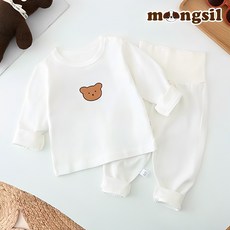 [KC인증] 몽실이 파스텔곰 배앓이방지 긴팔 실내복세트