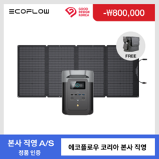 [가방 증정] 에코플로우 파워뱅크 델타2+ 160W 태양광 패널 DELTA 2 대용량 고속충전 캠핑용 휴대용 220V LFP 인산철 배터리