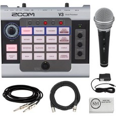 Zoom V3 보컬 프로세서 하모니 피치 보정 리버브 딜레이 16 스튜디오 등급 효과 Samson Technologies Q2U USBXLR 다이내믹 마이크 녹음 및 팟캐스팅 팩, Pedal + Microphone + Cables +, 1개