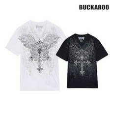 버커루 [BUCKAROO 단독특가전] [PREMIUM] 2023 NEW VER. 즉시출고 고퀄리티 프리미엄 브이넥 크로스 윙+ 크롬하츠 타투반팔 티셔츠7