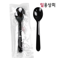[ILYONG] 일회용 빙수 아이스크림 스푼 CI 대 120mm 완전 개별포장 낱개포장 1000개 검정, 1개