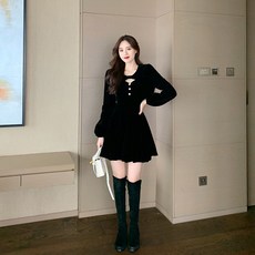 벨벳 숄 쇼트 점퍼 끈나시 여성 튜브탑 검정치마 커버 겨울 가을 헵번풍