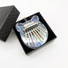 Kalimba 17 Keys 레인보우 아크릴 엄지 피아노 스타터 재미 클리어 핑거 피아노 케이스 스터디 소책자 튜닝 해머 스티커, 7 키 미키