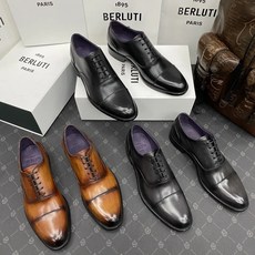 Berluti Galet SS24 남성 핸드메이드 컬러 소가죽 옥스퍼드화 남성 캐주얼 정장 리얼 가죽 남성화 2 배색 - 벨루티구두