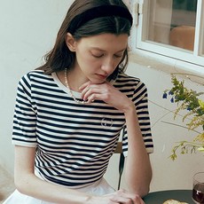 로라로라 여성용 LOGO STRIPE T SHIRT
