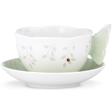 Lenox 나비 초원 머그잔, 컵 및 받침, 그린, 1개