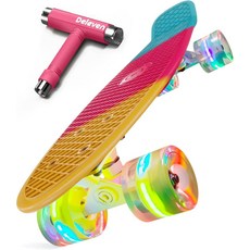 LED 스케이트보드 크루저보드 어린이용 어린이날선물 22인치 스케이트, 12 LED 트리코롤 2