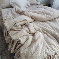 베이직 린넨 자수 프릴 차렵이불k