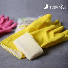 명진 면코팅 고무장갑 (중)노랑 10개, 중(M)