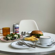 Porvasal 폴바살 이사바 그린 라인 접시 플레이트 원형 타원 커피잔 시리즈, 원형플레이트L, 1개