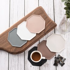 실리콘 폴리곤 디자인 컵받침 티코스터, 그레이