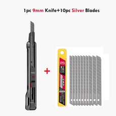 칼 접이식 스냅오프 포켓 검정색 탄소강 자동 잠금 미니 박스 커, 1개, 13.9mm Knife 10SR ..
