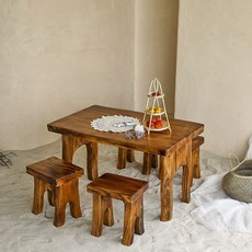 민규네고가구 원목사각4인식탁 (사각의자) 전통 엔틱 고전 테이블 식탁세트