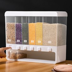 주방 가정용 분리형 쌀 곡물 보관통 9L 6칸, 쌀통(백색)