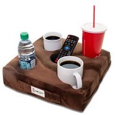 Brand Cup Cozy Pillow 소파 컵 받침대 TV에서 본 코지 디럭스 베개 (브라운)-세계 최고의 홀더! 음료를 가까이두고 엎 지르지 않도록하십시오. 소파 바닥 침대 인간 동굴 자동차 RV 공원 해변 등 어디에서나 사용하십시오!, 1개