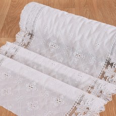 데코리아 북유럽풍 레이스 식탁보 방수코팅 테이블보 테이블커버, 폭 50cm * 길이 2m, FL2928 화이트, 1개