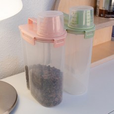 강아지사료통 고양이 진공사료 보관 통 2.5L, 핑크, 1개