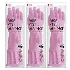 롯데이라이프 착한 고무장갑 중, 핑크, 3개