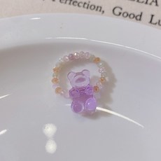 ZR125b 곰젤리 컷팅 컬러 비즈 반지 귀여운 알록달록 우정 포인트 레이어드