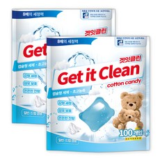 겟잇클린 캡슐 세탁세제 코튼캔디, 2개, 100개입 2개, 100개입